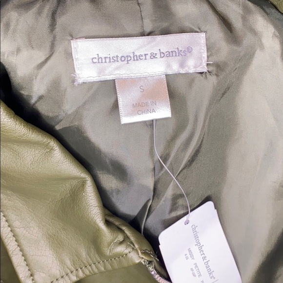 NWT Faux leather dark green zipper jacket - Picture 7 of 8